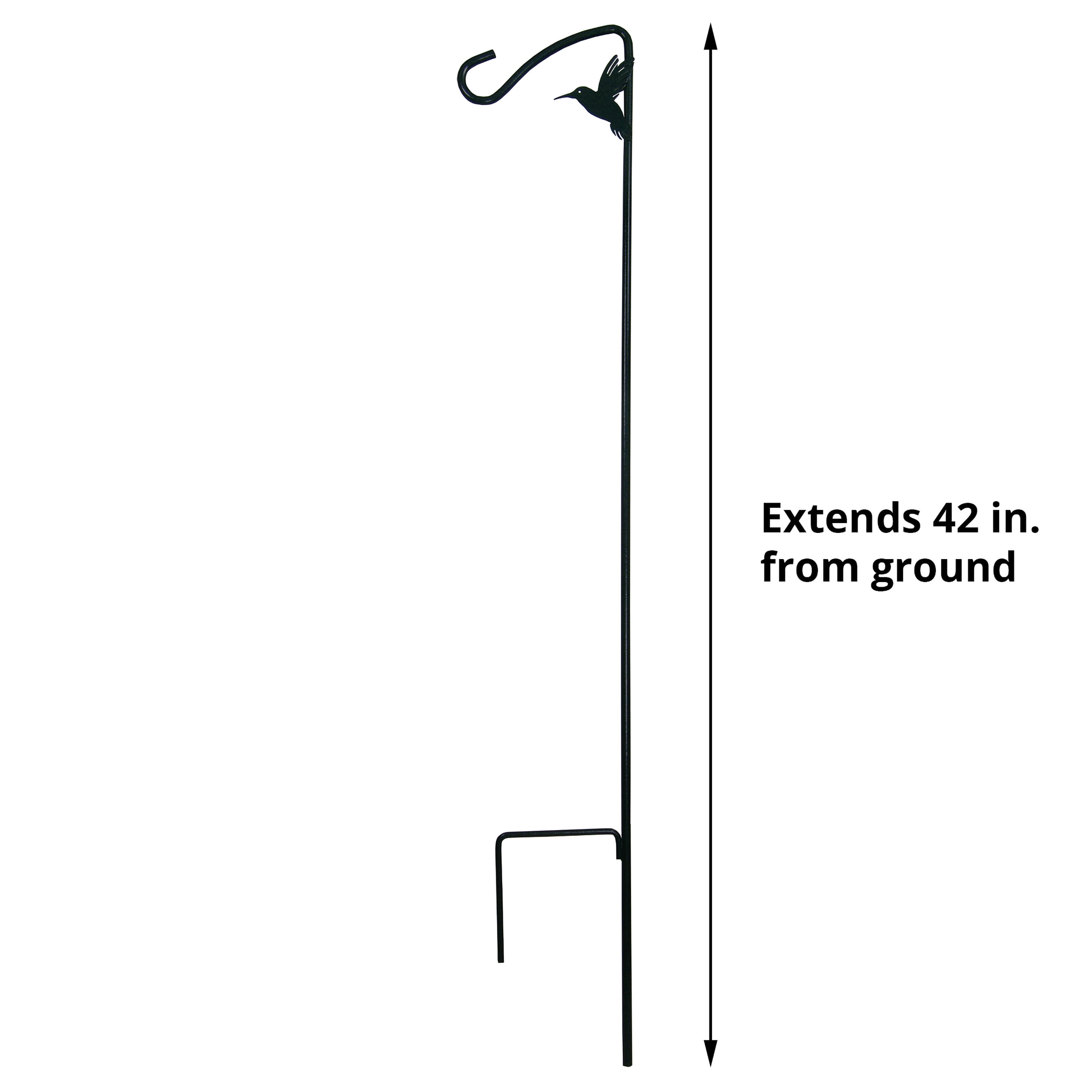 More Birds 42-inch Hummingbird Hook for Bird and Hummingbird Feeders, Stabilizer Leg and Curved Design, Black, 1 Pack