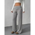 thumbnail image 4 of Women’s Knit Straight-Leg Pants, Soft Stretch Casual Trousers, Lightweight Striped or Solid Lounge Bottoms, High-Waist Relaxed Fit Pants for Daily Wear & Travel, 4 of 6