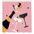thumbnail image 3 of Ambesonne Champagne Shower Curtain, Party Time Cheers Glasses, 69"Wx70"L, Pale Pink Marigold Black, 3 of 3