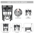 thumbnail image 4 of 36X19'' Collapsible Utility Wagon, One-Pull Foldable Cart, Large 262L Capacity Heavy-Duty Portable Wagon, With Durable Steel Frame, Rubber Wheel, Comfortable Grip, for Groceries, Shopping,Camp, 4 of 7