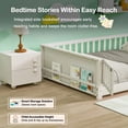thumbnail image 2 of Miniyam Full Size Kids Floor Bed with Guardrails, Door and Book Storage, White, 2 of 7