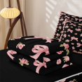 thumbnail image 5 of Homewish Girly Bowknot Zipper Twin Comforter Sets with Fitted Sheet and 2 Pillowcases For Girls,Pink Rose Rustic Flower Zipper Bedding Set For Kids,Black Reversible,4 Pieces, 5 of 7
