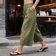 thumbnail image 6 of Women's Capri Palazzo Pants High Waist Wide Leg Summer Beach Pant Trendy Chino Capris Trouser with Pockets, L, 6 of 7
