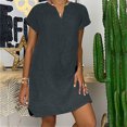 thumbnail image 4 of Jophufed Womens Summer Dresses Plus Size Short Sleeve V-Neck Casual Hot Vacation Solid Color Party Beach Mini Shirt Dress, 4 of 7