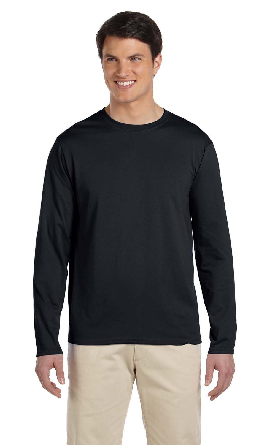 The Gildan Adult Softstyle 45 oz Long Sleeve T-Shirt - BLACK - 3XL ...