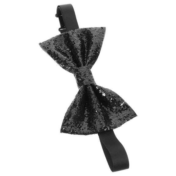 NICEXMAS Pre-Tied Bow Tie Men Black Leather 1Pack 4.7X2.8X0.6In