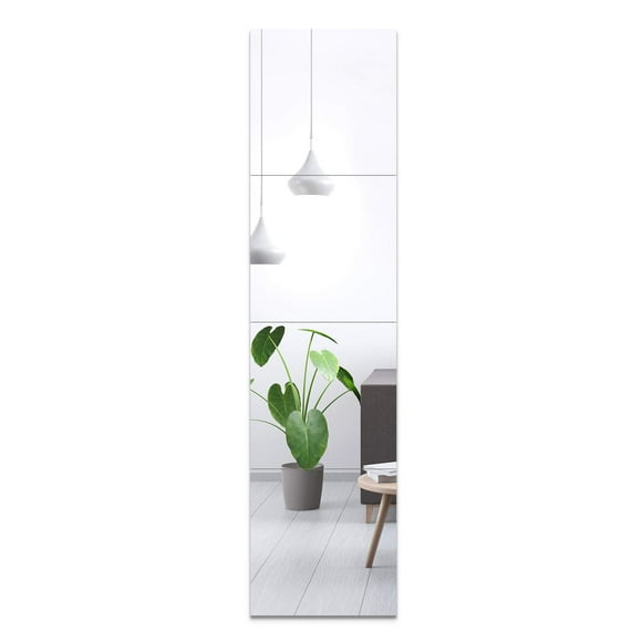 EVENLIVE® Full Length Mirror Tiles, Frameless Wall Mirrors 12 Inches 4 Pieces, Body Long Mirror for Home Gym, Door, Closet, Room - Easy to Install