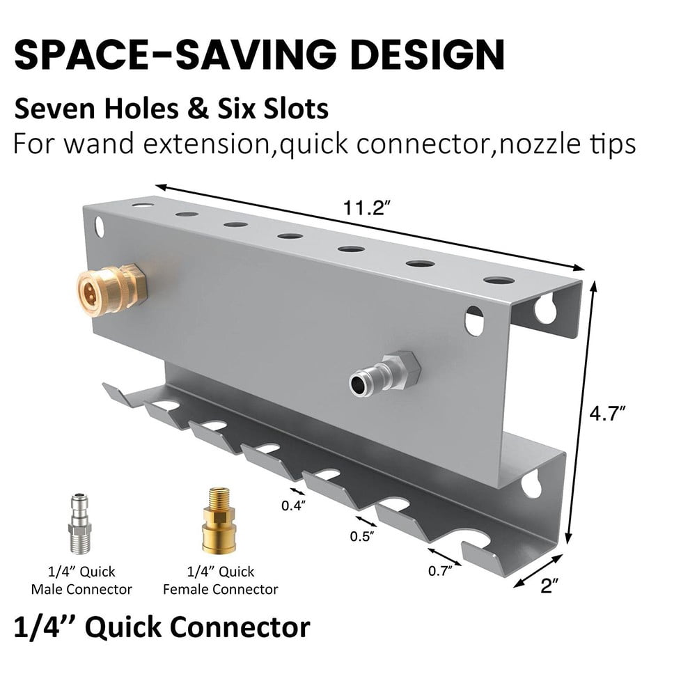Pressure Washer Holder Wall Mount Organizer for Nozzle Tip and Wand Extension