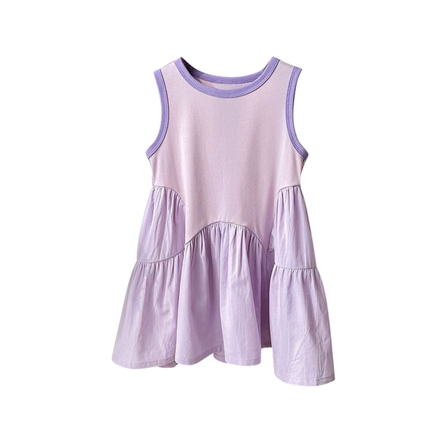 Timegard Baby Girls Clothes Infant Cute Ruffle Loose Tank Top Toddler Comfy Sleeveless Top Solid Color