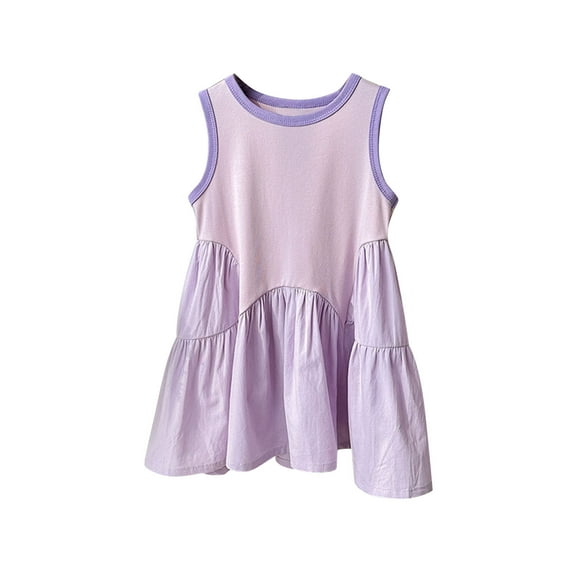 Loopsun Toddler Girls Dress, Summer Dresses for Girls, Toddler Kids Girls Solid Color Sleeveless Stretchy Camisole A Line Dress Purple 3-4 Years