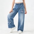 thumbnail image 5 of WMQPNNS Girl's Wide Leg Jeans High Waist Baggy Loose Denim Pants Trousers Kids Streetwear with Pockets, Size 12-13 Years, tr2-Blue, 5 of 9