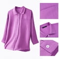 thumbnail image 3 of Womens Button Up Shirt Casual Long Sleeve Blouses Oversize Boyfriend Purple Tops with Pocket, 3 of 7