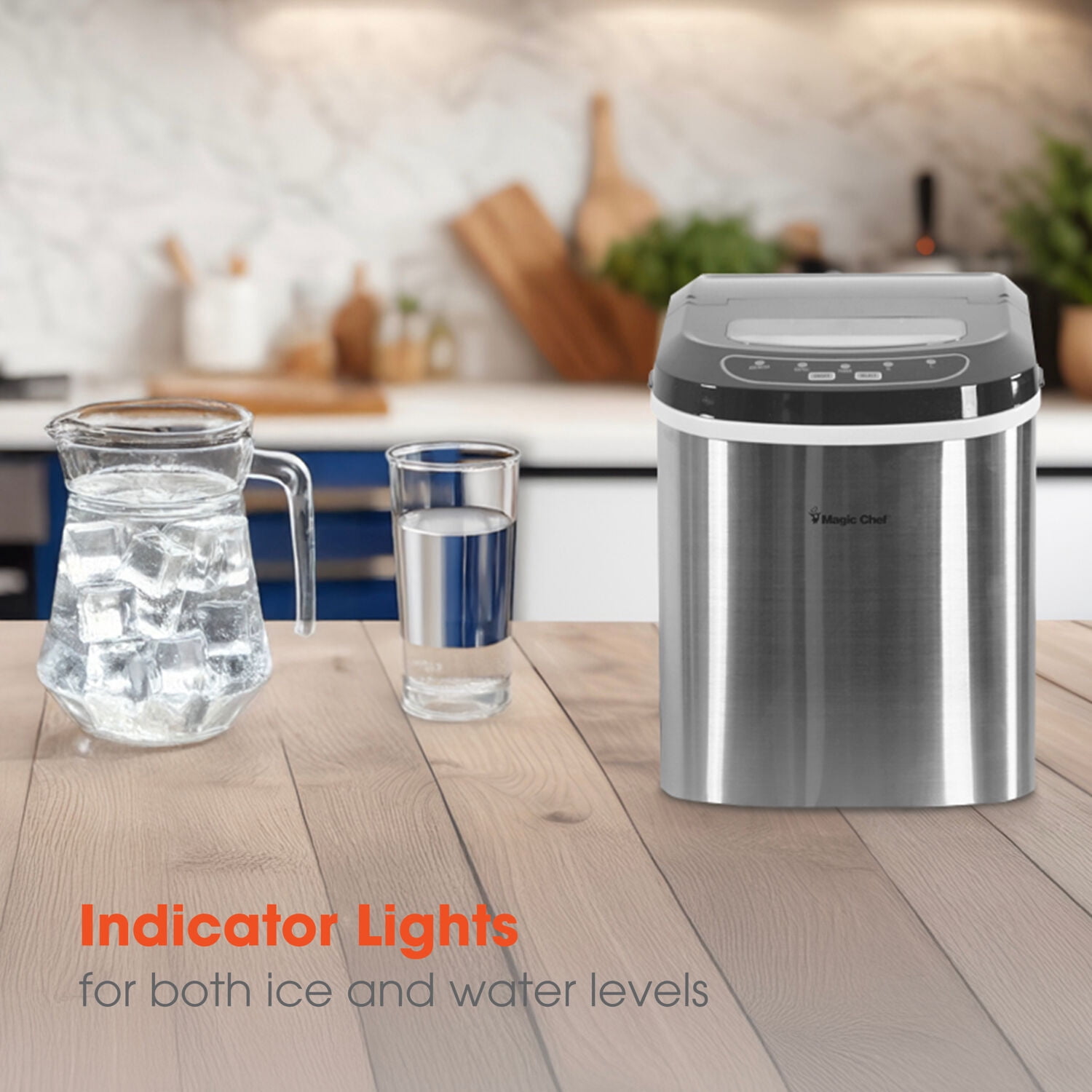 Magic Chef 27-Lb. Portable Countertop Ice Maker in Stainless Steel
