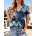 thumbnail image 4 of WQD Womens Short Sleeve V Neck T Shirts Casual Tie Dye Tops Loose Fit Basic Summer Tee Trendy Printed Blouse, 4 of 8