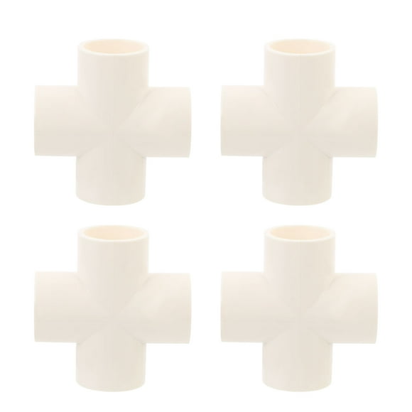 KAKOWELY PVC Pipe Fitting 4pcs 4-way Joint PVC Links Fitting Water Pipe Connector Water Hose Adapter2.56"X2.56"X1.18"