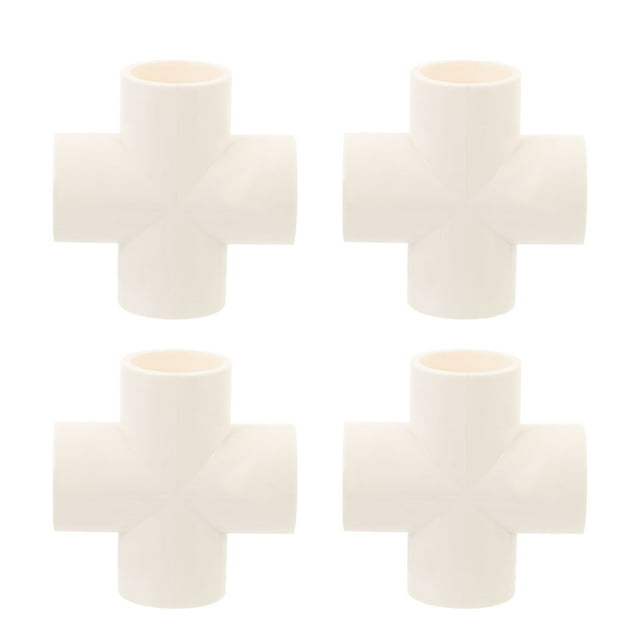KAKOWELY PVC Pipe Fitting 4pcs 4-way Joint PVC Links Fitting Water Pipe Connector Water Hose Adapter2.56"X2.56"X1.18"