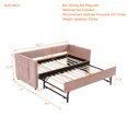 thumbnail image 3 of Twin Size Upholstered Daybed with Trundle, USB Charging Port, Modern V-Grained Bed Frame with Side Pockets, No Box Spring Needed, 3 of 18