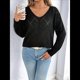 thumbnail image 5 of Suéter de Crochet para Mujer, Top de Larga Calada, Conjuntos de Otoño, Moda Negro L, 5 of 10