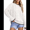 thumbnail image 2 of Suéteres de Punto Grueso para Mujer, de Cuello Redondo, Larga y Bloques de Color, para Otoño e Invierno. XL, 2 of 9