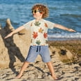 thumbnail image 3 of FORMRS Boys Rash Guard with Short Sleeves UPF 50+ Swim Shirts Sizes 3-12T, Orange Autumn Leaves, 3 of 6
