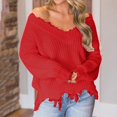 thumbnail image 2 of Women V Neck Knitted Sweater Casual Loose Long Sleeve Pullover Jumper Tops, 2 of 7
