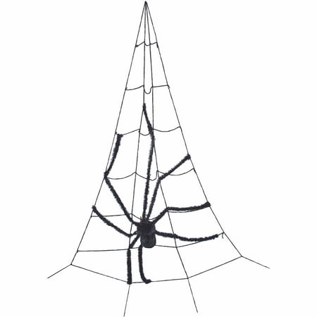 Corner Spider Web with Spider Halloween Prop