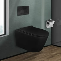 Fine Fixtures In-Wall toilet Combo Set -  Toilet, Tank (2 x 6 Wall), Carrier System Black Bowl Black Round - Push Plates (Metal)