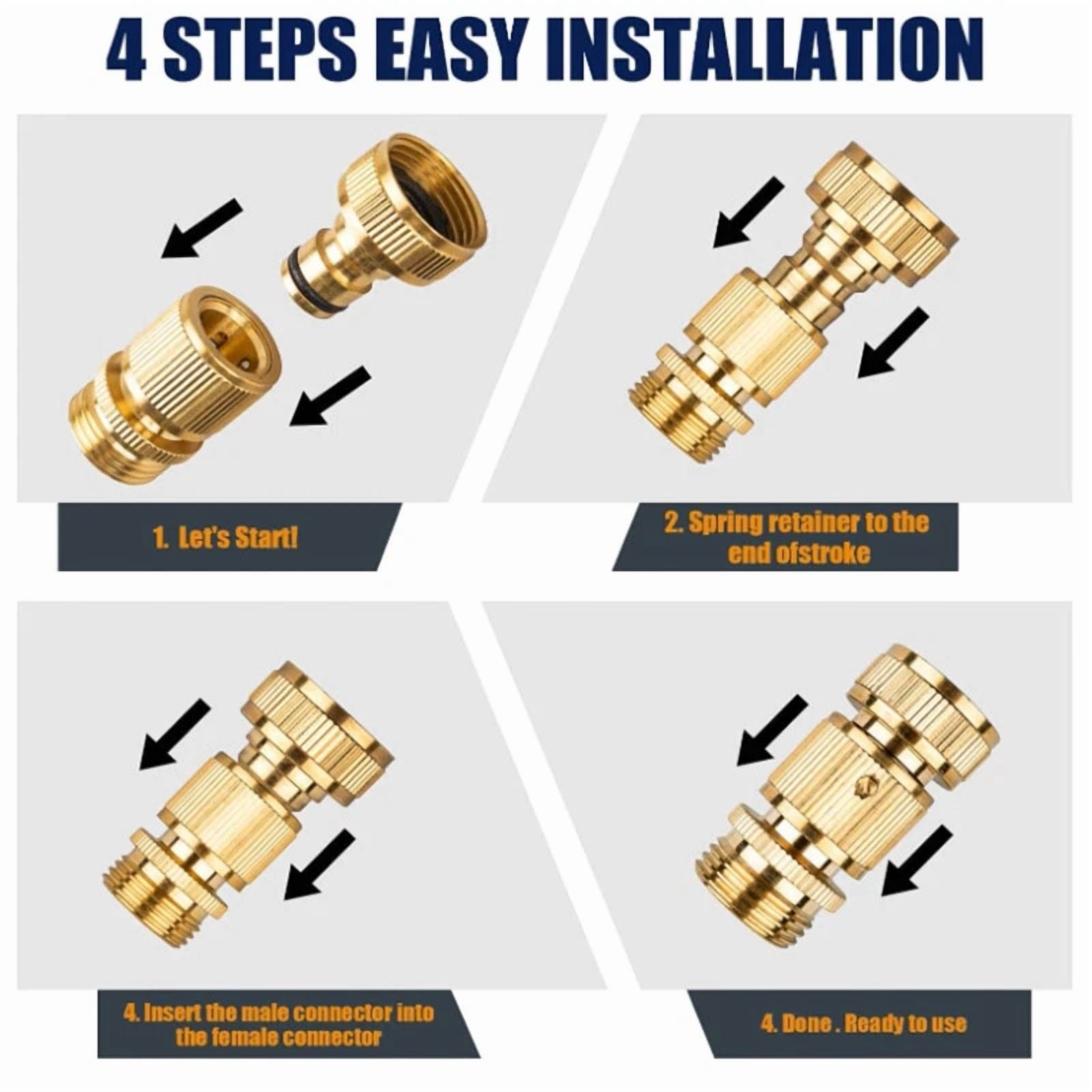 PURELY- Us 3/4" Garden Hose Quick Connect Water Hose Fit Brass Female Male Connector