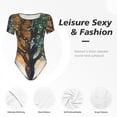thumbnail image 6 of Uemuo Seasonal Tree Reflection Pattern Women's One Piece Short Sleeve Swimsuit Rash Guard Surfing Modest Quick-drying Swimsuit Beach Essentials-Large, 6 of 9