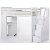 Hillsdale School House Stair Loft With Desk End, White