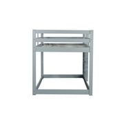 Bunk Bed Twin Over Twin, Low Twin Size Floor Bunk Beds with Ladder, Solid Wood Junior Bunk Bed for Bedroom, No Box Spring Needed-Gray