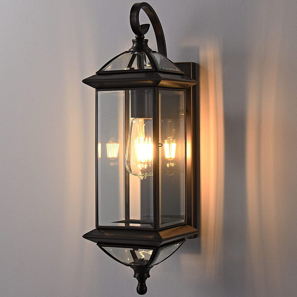 Outdoor Vintage Wall Light Sconce Exterior Glass Lantern Lighting Fixture Lamp 