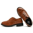 thumbnail image 5 of kkdom Boys Oxfords Shoes Flats School Uniform Dress Shoes Brown 2 Little Kid, 5 of 6