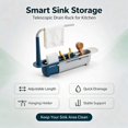 thumbnail image 3 of Naittoop Telescopic Sink Storage Rack, Adjustable Kitchen Drain Organizer, Hanging Storage Shelf for Sponges, Cloths, and Sink Essentials Red, 3 of 5