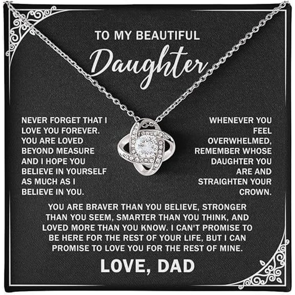 To My Daughter Necklace From Dad - Heartfelt Gifts for Her on Birthday, Christmas & Graduation
