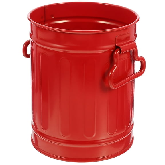 ACDANC Desktop Storage Bucket Outdoor Dog Poop Trash Can for Car Rustic Container Metal Flower Pot Red Iron Office