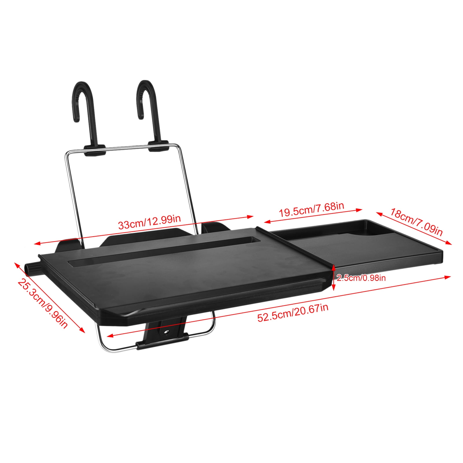 CACAGOO 2 In 1 Car Steering Wheel Tray/Back Seat Headrest Tray For Eating Food Drink And Writing Laptop Work, Black Car Desk