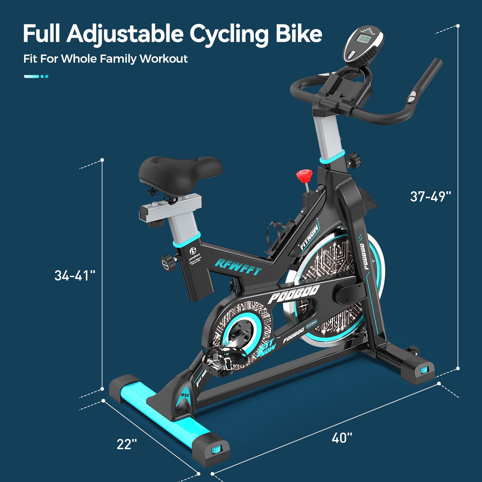 Pooboo Stationary Cycling Bicycle Exercise Bike Indoor Cardio Magnetic Resistance Upright Bike Stationary Cycling Bike with Bluetooth Device 350 lbs