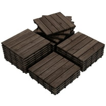 Renwick 12''x 12'' Wood Flooring Tiles for Indoor & Outdoor,Pack of 27,Black