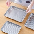 thumbnail image 2 of 1 Set Multifunctional Stainless Steel Oven Baking Pan Grill Rack Set Non-stick Rust-proof BBQ Serving Dish with Cooling Rack Outdoor Camping Kitchen Draining Tray Set, 2 of 7