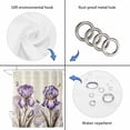 thumbnail image 3 of Purple Iris Shower Curtain Set - 48" x 72" Washable Bathtub Curtain with 12 Hooks, Spring Vintage Butterfly Leaves Flowers Beige Waterproof Fabric Stall Shower Curtains for Bathroom/Bathtub Décor, 3 of 6