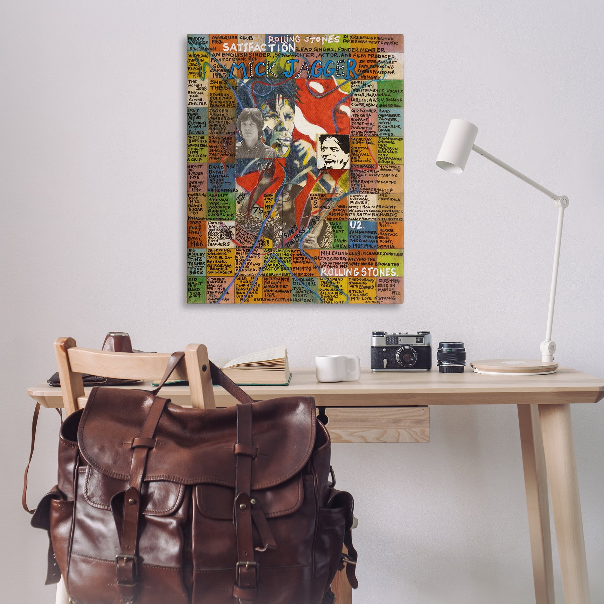 Stupell Industries Mick Jagger Collage People Drawing Wrapped Canvas Art Print Wall Art, 36 x 48