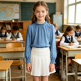 thumbnail image 2 of HIPYLO Thermal Tops for Girls Tops Teens Girls Size 8 Long Sleeve Tops Kids Christmas Shirts Cropped Shirts Toddler Clothes Girls 3t Girls Clothes 18, Blue 7-8 Years, 2 of 7