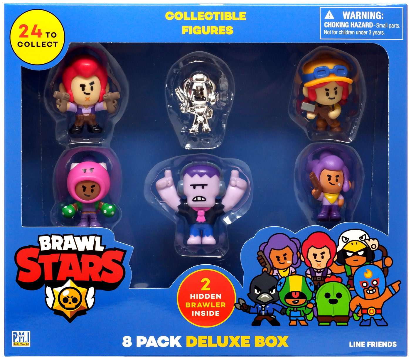 Brawl Stars Mini Figure Colt, Jessy, Frank, Shelly, Shelly (Chrome), Rosa &  2 Mystery Figures 8-Pack Deluxe Box 