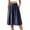 Navy, variant on Womens Elastic Gathered High Waist Wide Leg Culotte Capri Pants With Side Inset Pockets Loose Flow Fit Solid Color Breathable Casual Cropped Daily Bottoms
