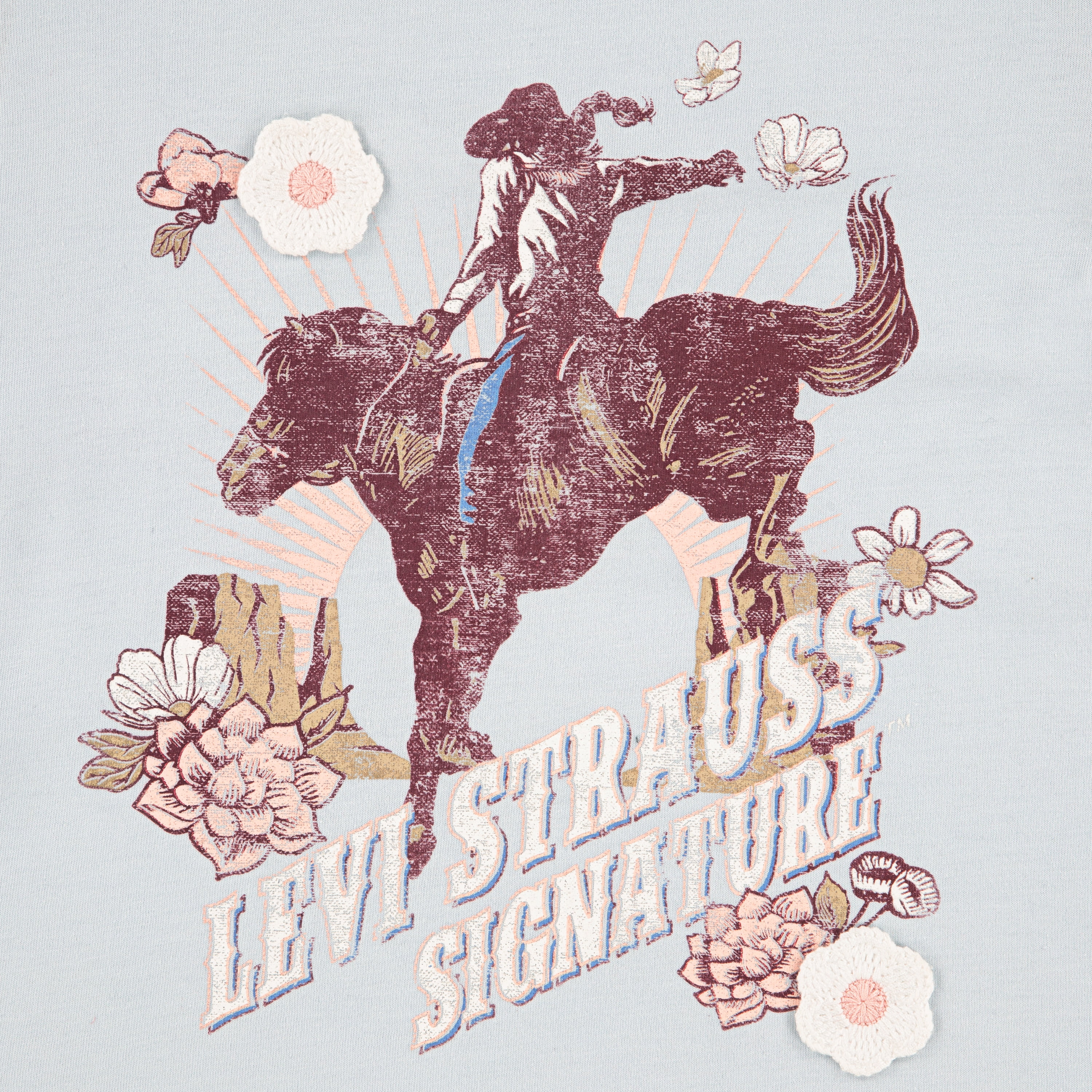 Levi Strauss Signature Girls Long Sleeve Two-fer Graphic Tee, Sizes 4-16