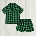 thumbnail image 2 of ZACPNCV Toddler Boys Summer Outfits Short Sleeve Plaid Print T-Shirts Elastic Waist Shorts 2Pcs Baby Boys Green 1-2 Years, 2 of 4