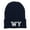 Navy, variant on WY Wyoming State Embroidered Long Beanie - Black OSFM