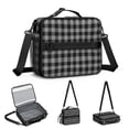 thumbnail image 5 of Gray and Black Checkered Pattern Insulated Lunch Bag with Shoulder Strap and Bottle Holder,Bento School Lunch Bag Box,11x9.5x3.5 Inches, 5 of 5