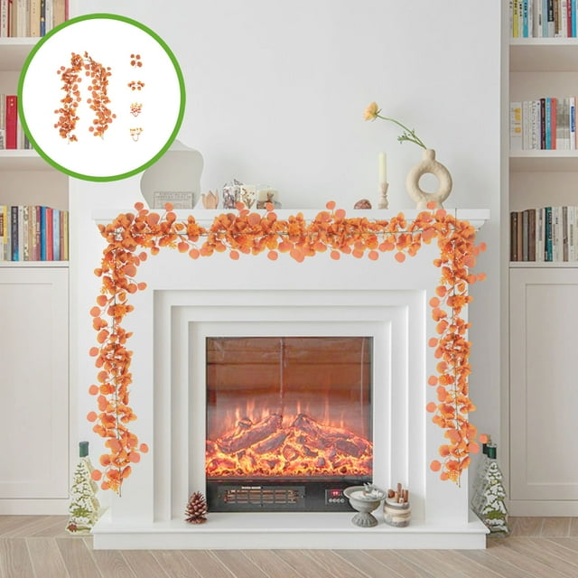 COM1950s Halloween Table Decoration,Fall Rattan Decor with Simulated Maple Leaf Vines,78.7In Harvest Festival Centerpiece for Thanksgiving and Christmas Home Parties